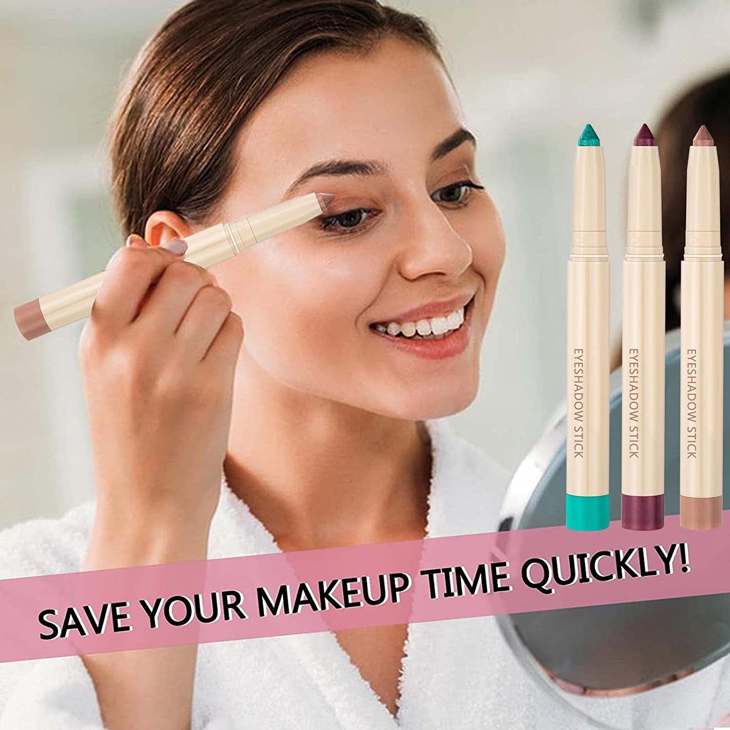 Orange Cream Eyeshadow, Smooth Matte Eyeshadow stick, Waterproof Long Lasting Eye Shadow Pencil, High Pigment Hypoallergenic Highlighter Stick Create Multi-Dimensional Eyes Look(03# Orange Matte) - Image 2