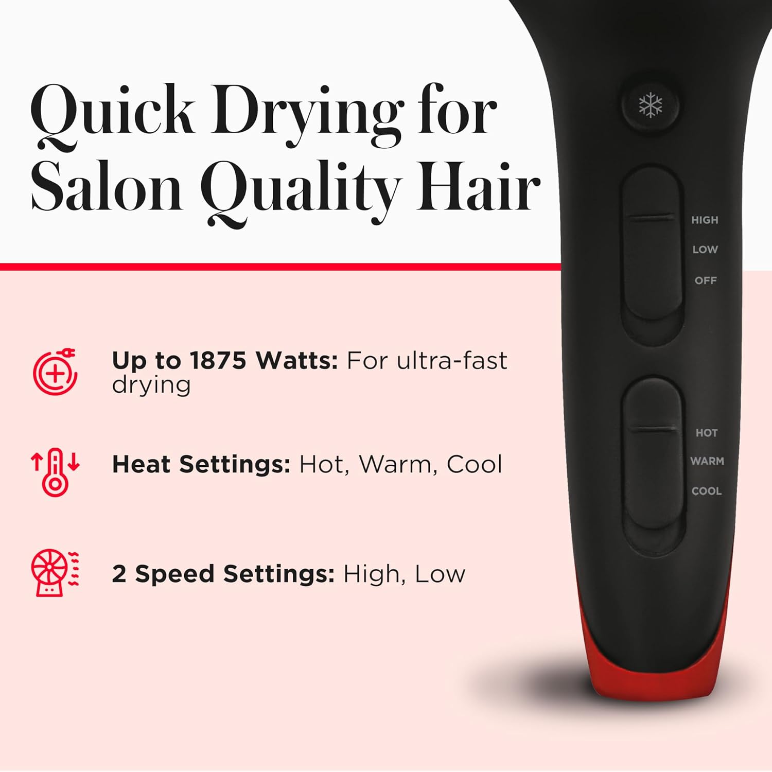 REVLON SmoothStay Coconut Oil Infused Hair Dryer with Diffuser, Blow Dryer with Diffuser and Concentrator Attachment, for Shinier, Smoother, Salon-Quality Hair - Image 6