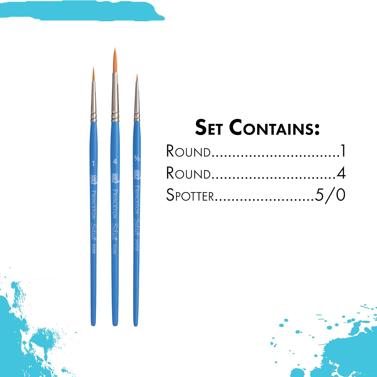 Princeton Select Artiste Paintbrush, 1-3 Brush Set, Blue - Image 3