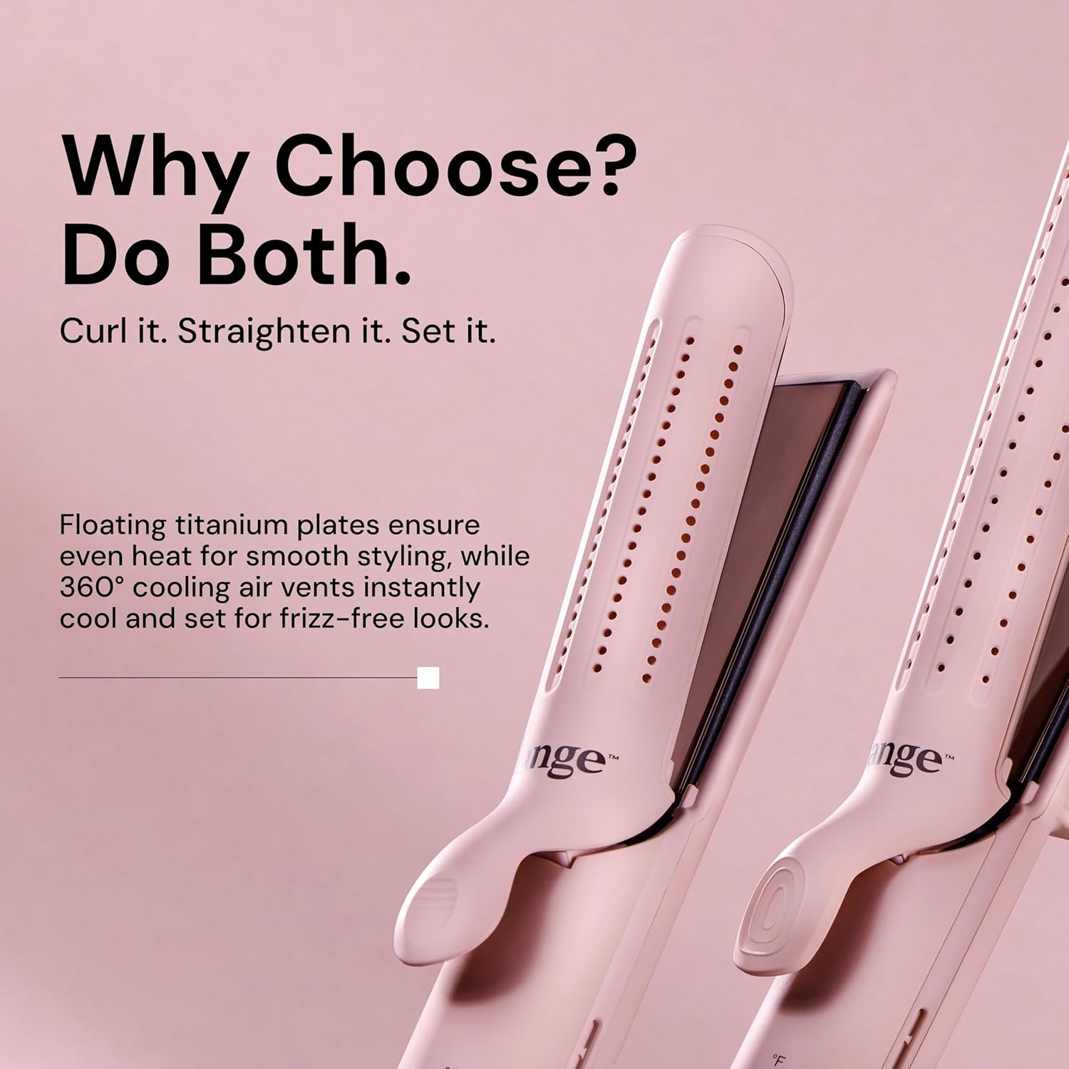 L'ANGE HAIR Le Duo Grande 360° Airflow Styler | 2-in-1 Curling Wand & Titanium Flat Iron Professional Hair Straightener and Curler with Cooling Air Vents to Lock in Style | Adjustable Temp (Blush) - Image 4
