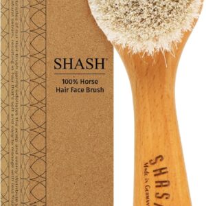 Since 1869 Hand Made in Germany - Sustainable Exfoliating Face Brush, Scrub Cleansing Brush, Exfoliates Skin to Help Reduce Flaking, Fine Lines, Supports Glowing Complexion (Medium Horse Hair Bristle)