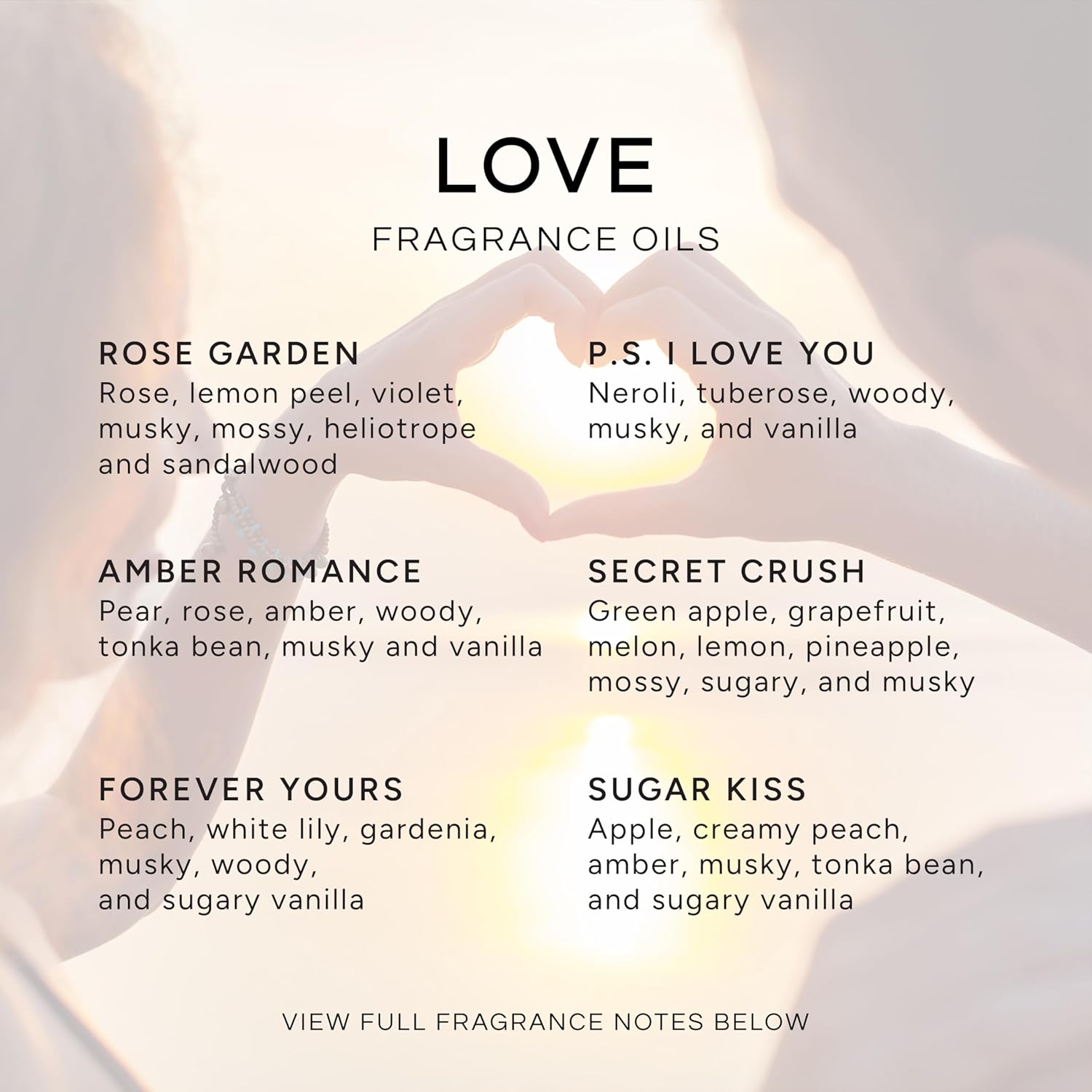 Eternal Essence Oils Love Set of 6 Premium Fragrance Oils - Rose, PS I Love You, Amber Romance, Secret Crush, Forever Yours and Sugar Kiss - for Diffusers, Candle & Soap Making, & Aromatherapy - 10ML - Image 2
