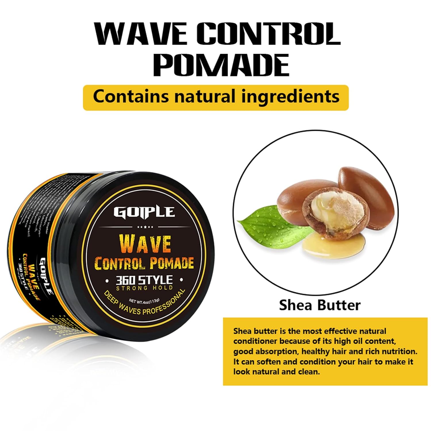 Natural Wave Pomade for Men Strong Hold, Easy Wash 360 Wave Training Hair Cream, Waves Grease for Men Promotes Layered Waves, Moisture, Control & Shine (Wave Pomade+Wave Brushes*2+ Silky Durag) - Image 2