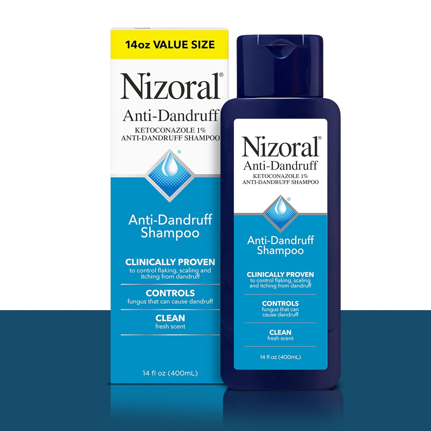 Nizoral Anti-Dandruff Shampoo with 1% Ketoconazole, Fresh Scent, 14 Fl Oz - Image 2