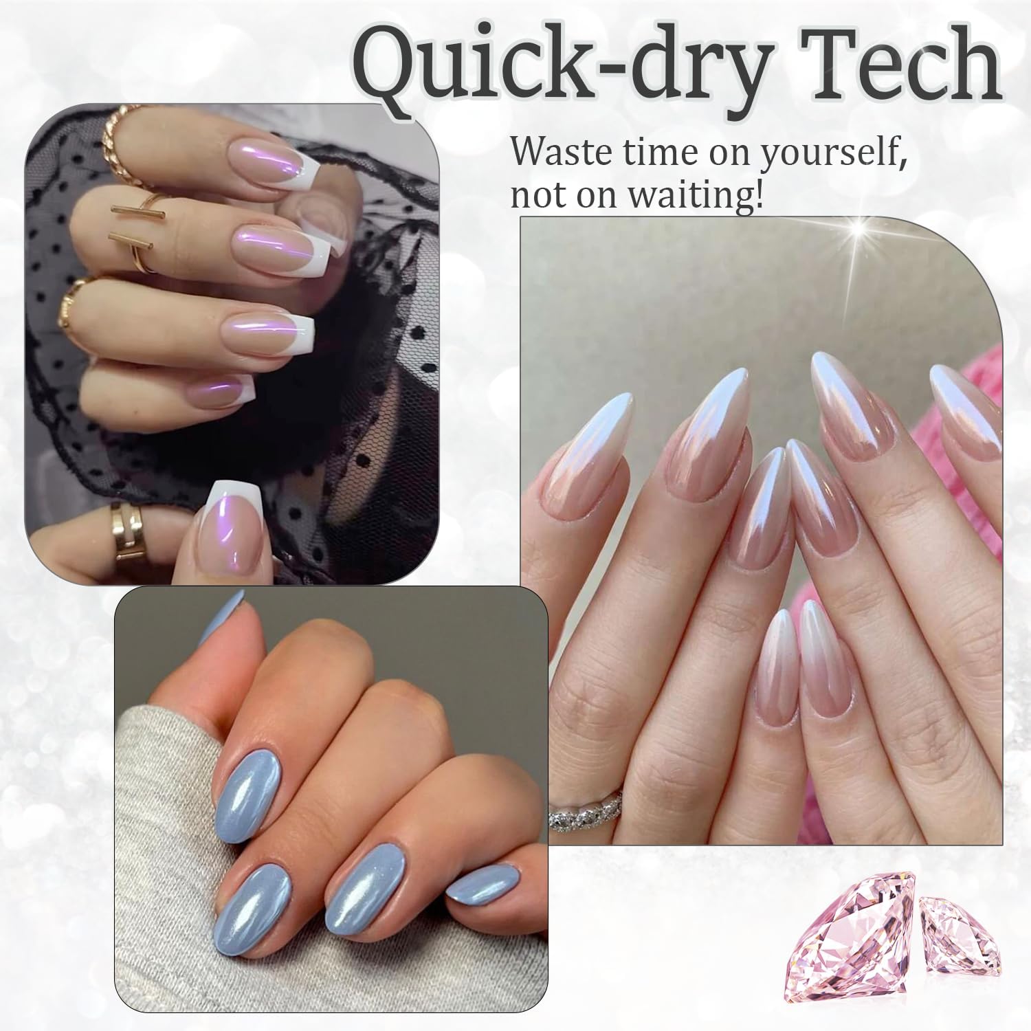 AZUREBEAUTY Glitter Pearl Nail Polish,Shine White Quick Dry, Natural Lustrous Enamel for DIY Manicure & Pedicure - Image 2