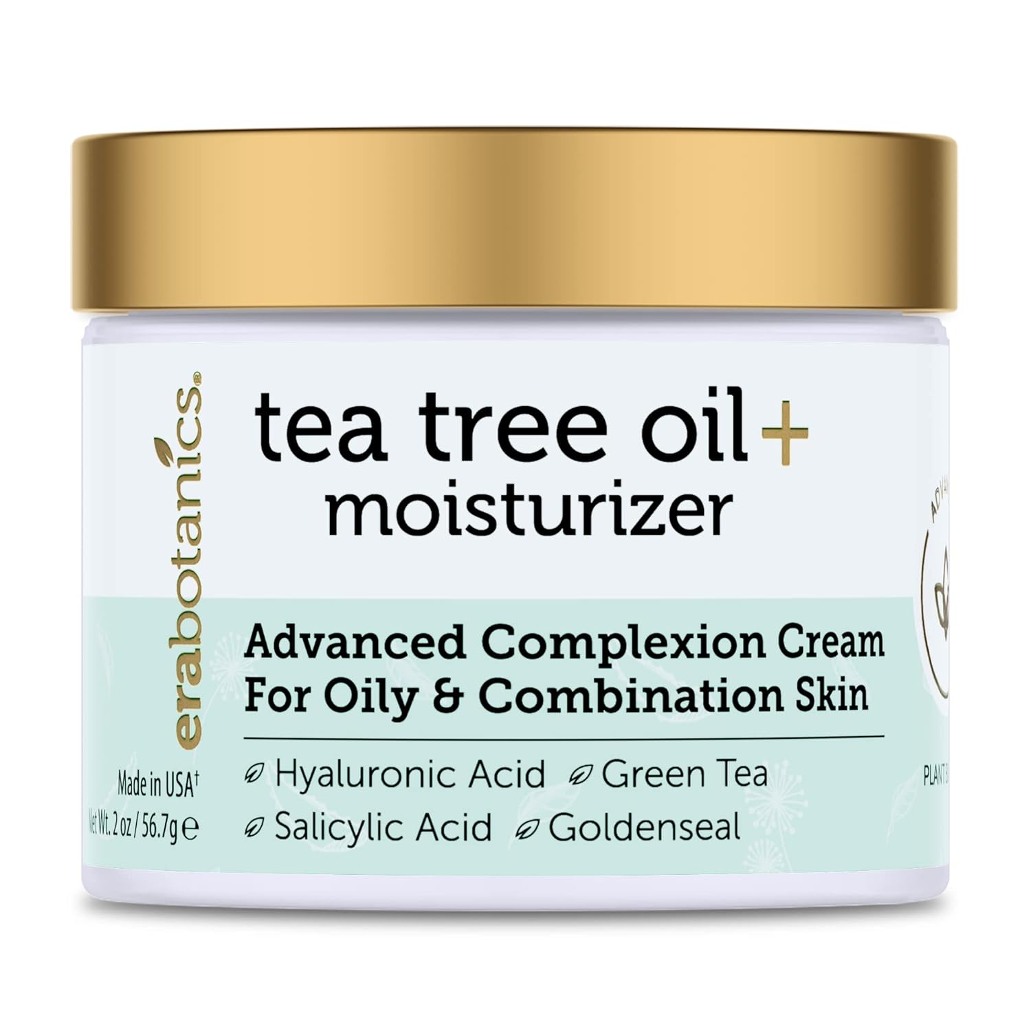 Era Organics Tea Tree Cream Face Moisturizer for Oily Skin - Advanced 7X Balancing Oily Skin Moisturizer - Non-Greasy Moisturizer - Tea Tree Oil for Skin