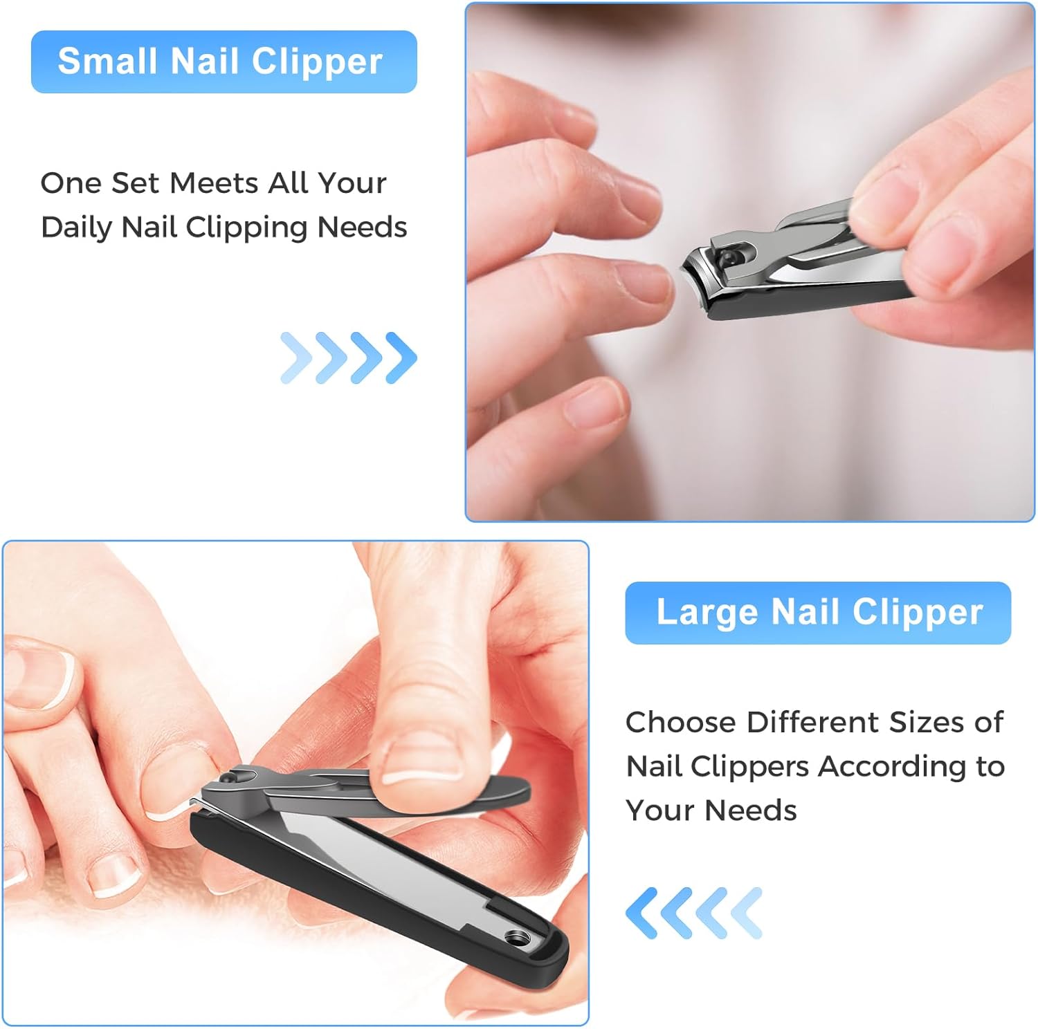 Stainless Steel Nail Clipper Set for Men and Women, 2 Pack with Catcher, Mess-Free - Image 7