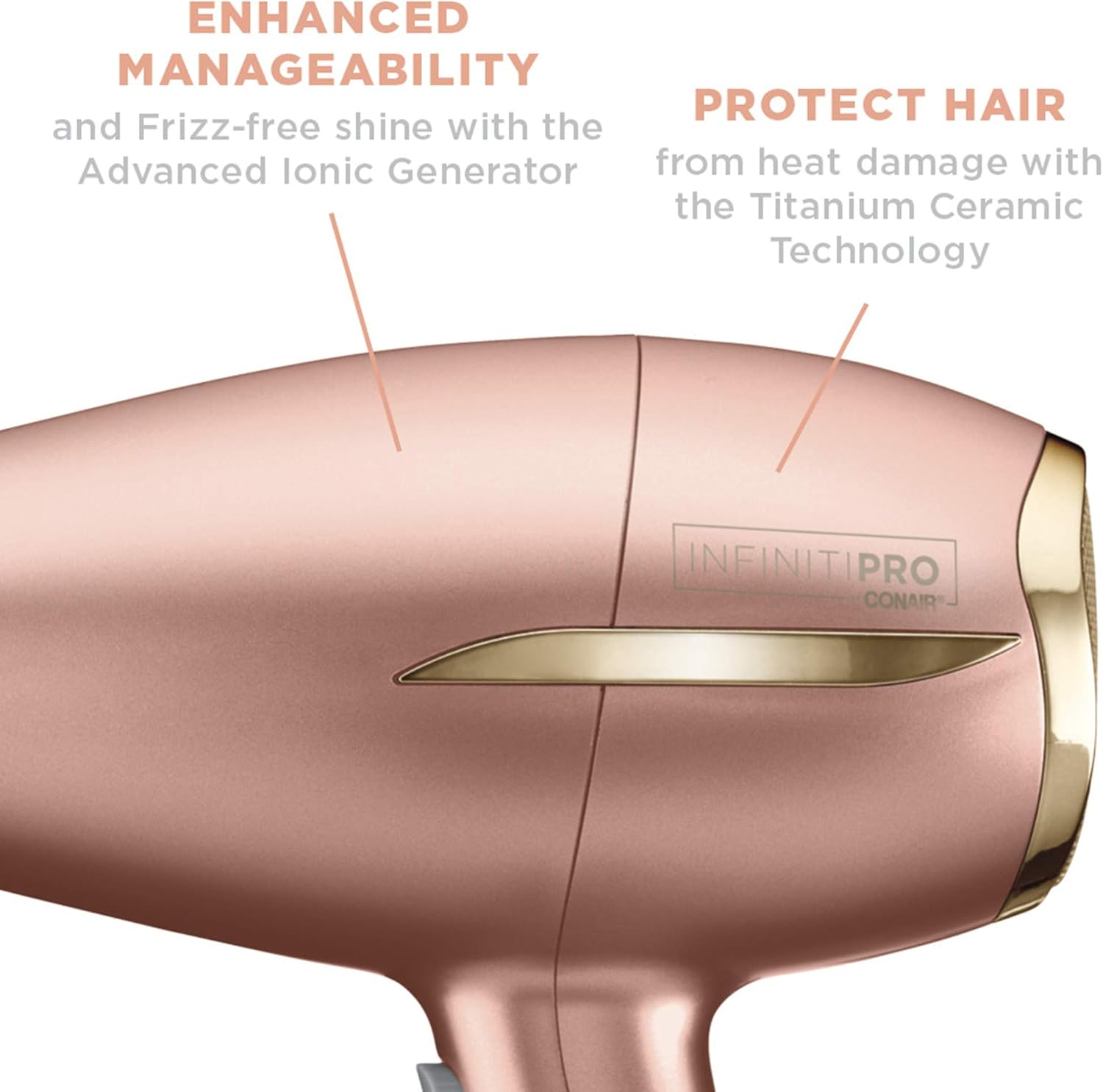 INFINITIPRO BY CONAIR Frizz Free Compact Hair Dryer ~ 2x the Shine - 3x the Frizz Control - Image 2