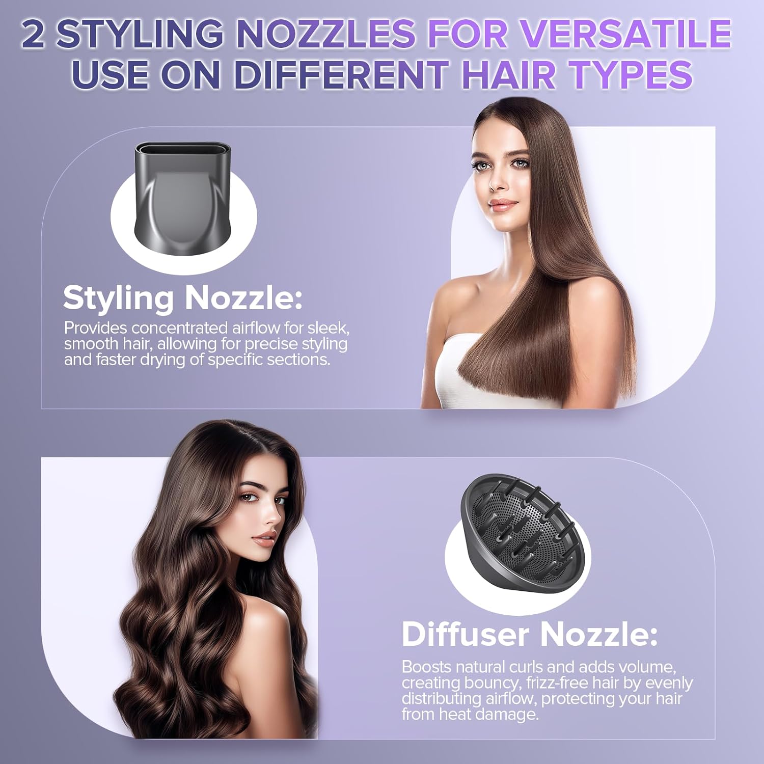Hair Dryer, 150000 RPM Ionic Hair Dryer Portable Lightweight Blow Dryer with 500 Million Negative Ions, Fast-Drying, Lightweight and Quiet with Diffuser & Nozzle, Perfect for Home and Travel-Black - Image 4