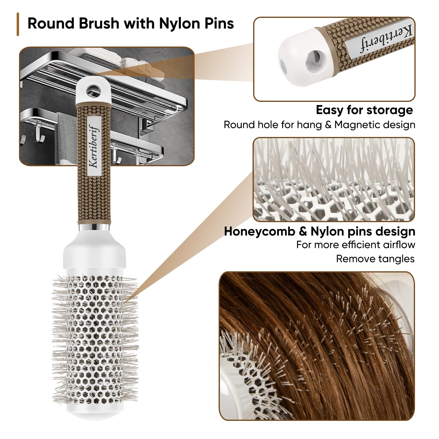 Nano Ceramic Ionic Round Brush Set 2 Pack for Professional Blow Drying and Styling - Image 4