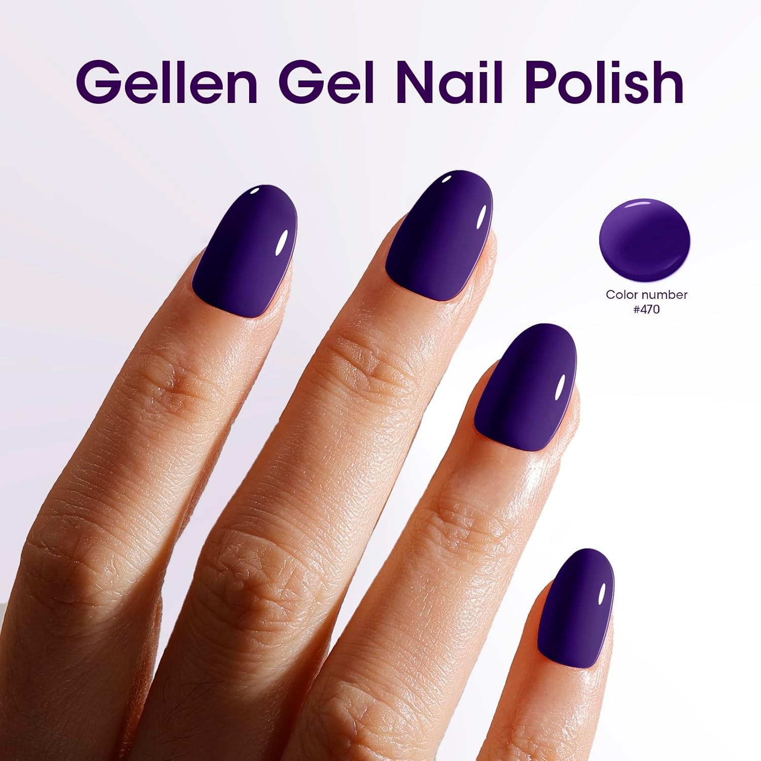 Gellen Purple Gel Polish 18ml, Dark Purple, Lavender, U V Cure Soak Off Gel Nail Polish, Color No.470 - Image 3