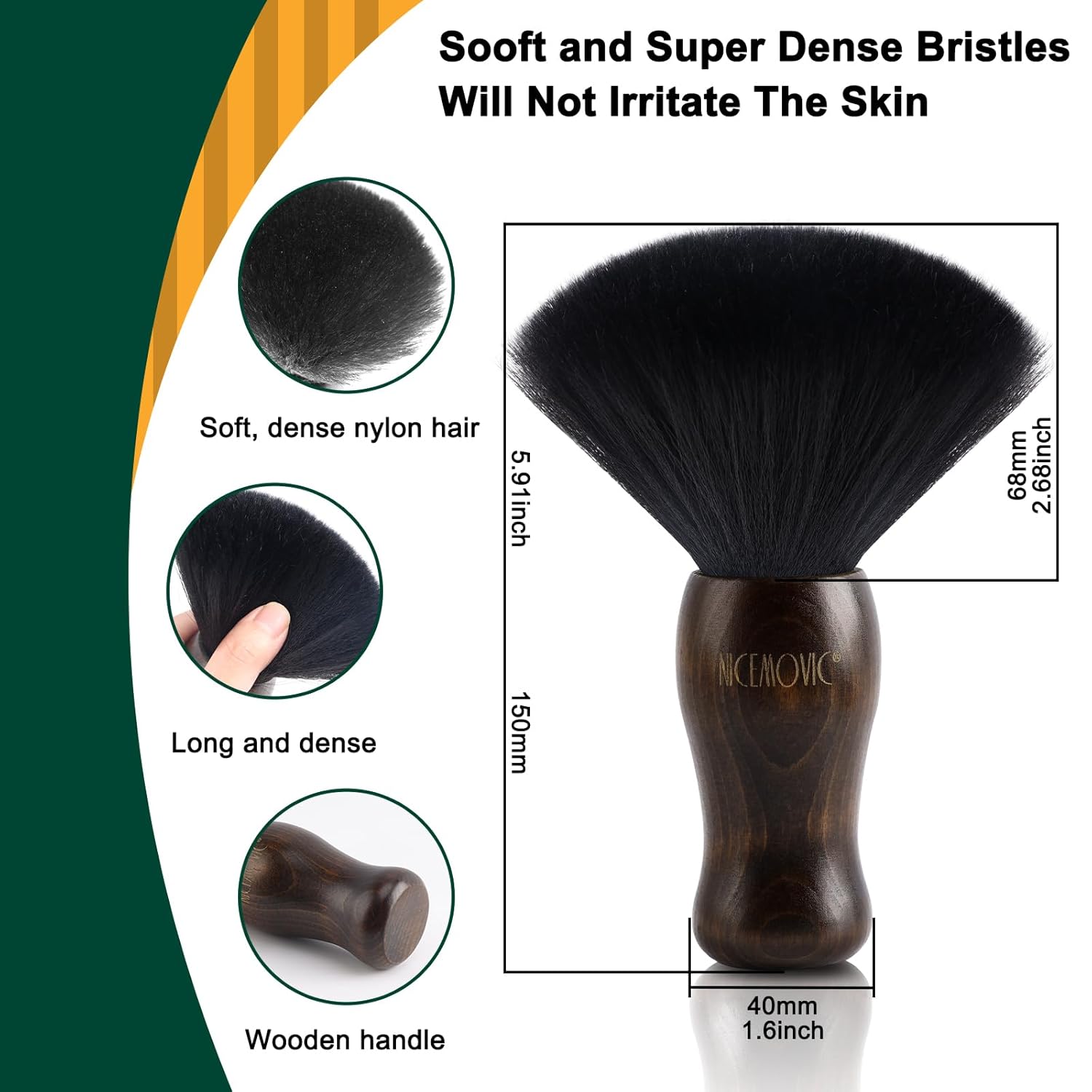 NICEMOVIC 3 IN 1 Barber Neck Duster Brush Set, Professional Barber Accessories Cleaning Supplies, Duster Nylon Brush Hair Cutting Styling Brush Tool (Brown&Black) - Image 2