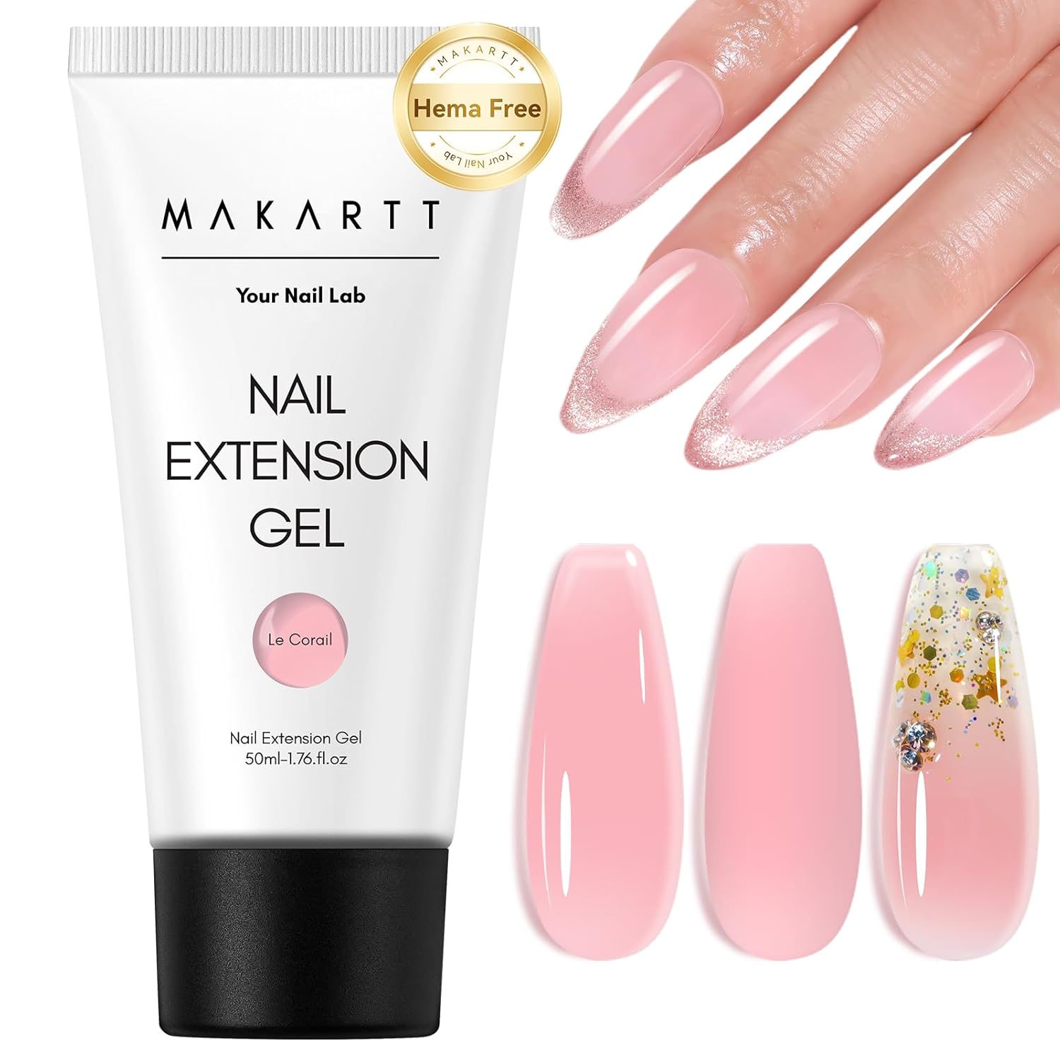 Makartt Poly Nail Gel: Natural Pink 50ML 3D Gel Nail Builder Salon Supplies Easy DIY at Home - Image 9