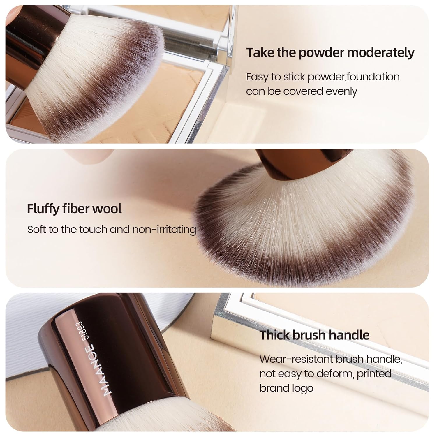 MAANGE 20 PCS Foundation Makeup Brush Set, Double-ended Kabuki Contour Brush for Liquid Powder Concealer Blending Blush Face Makeup Tools (Coffee) - Image 2