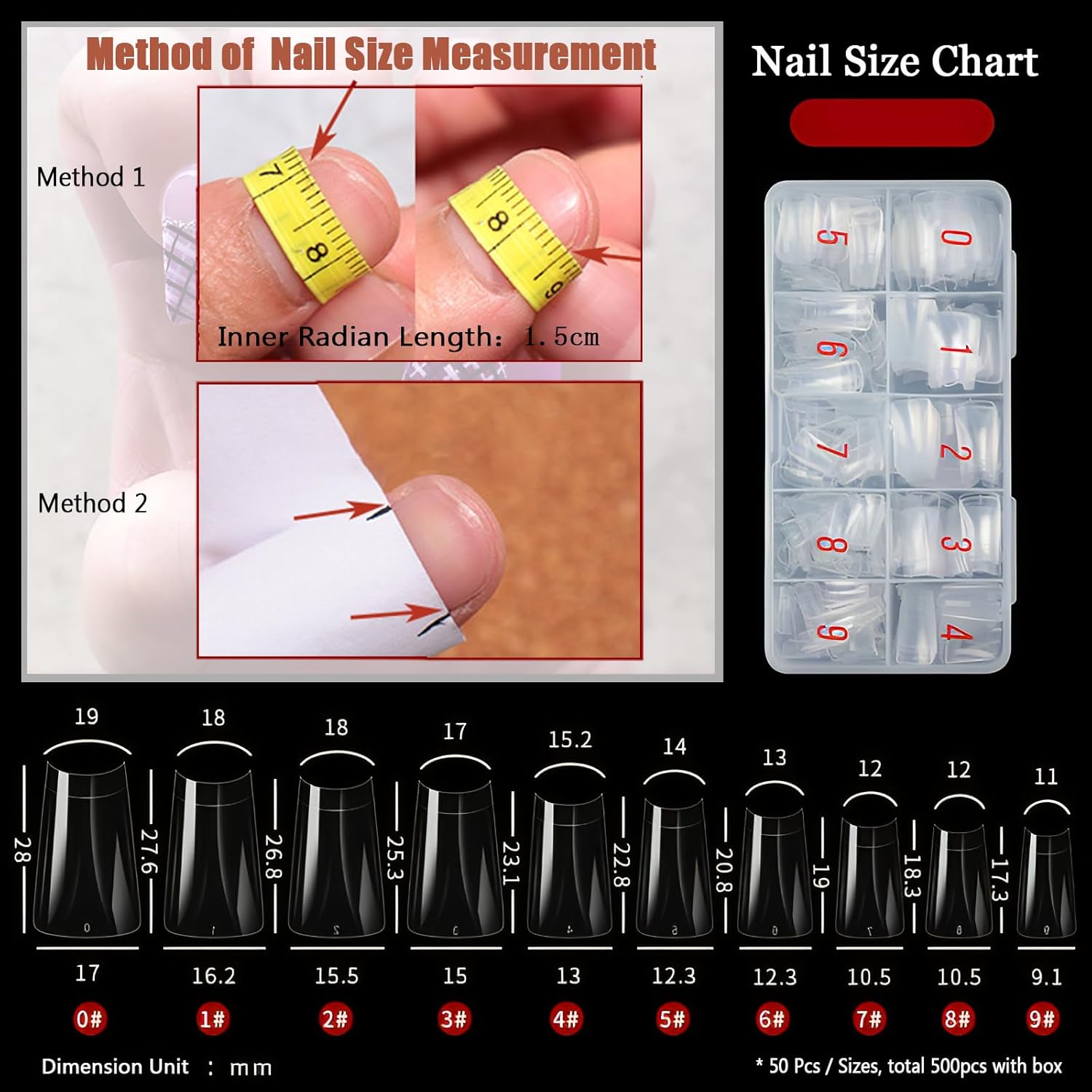 500Pcs Clear Duck Nail Tips, 10 Sizes Pre Shaped Professional Duck Nails Press Ons Half Cover Acrylic Soft Gel Nail Tips for Nail Extension Home DIY Nail Salon with Box - Image 5