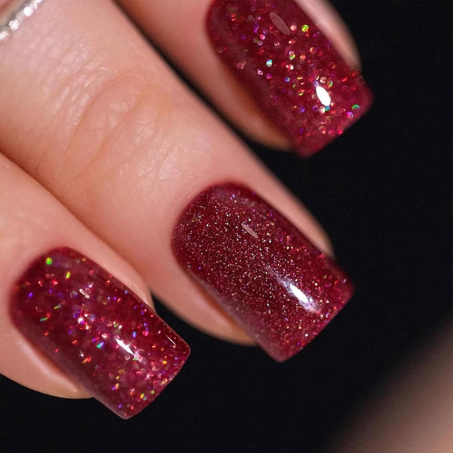 Red Glitter Nail Polish, Air Dry Sparkly Nail Lacquer 14ML - Image 4