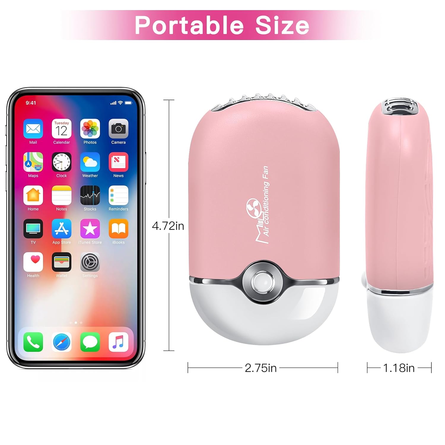 Lash Fan Mini Portable Eyelash Fan Handheld for Eyelash Extension Rechargeable USB C Air Cooling Blower with Built in Sponge Lash Extension Application(Pink) - Image 5