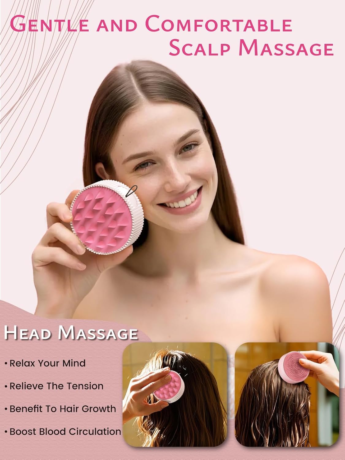 Rena Chris Scalp Massager Brush with Soft Silicone Bristles for Enhanced Hair Growth - Image 2