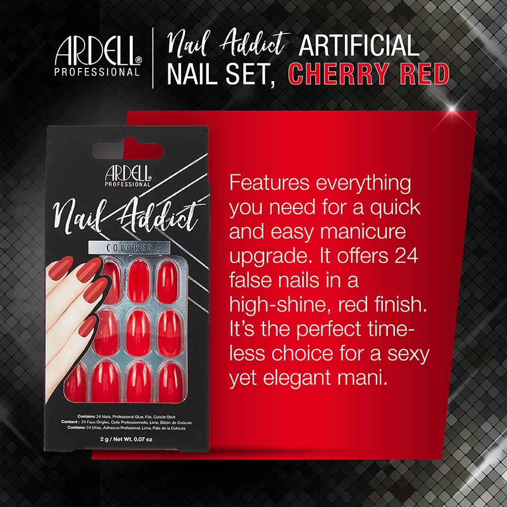 Ardell Nail Addict Artificial Nail Set, Cherry Red - Image 2
