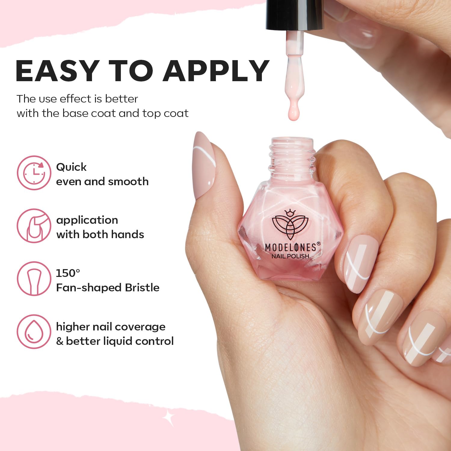 MODELONES Nail Polish Set, 6 Colors Natural Nude Nail Polish Bubble Bath Quick Dry Skin Tone Glitter Spring Summer Nail Polish Kit Fingernail Polish Nail Art Salon Home Easter Gifts For Women Girl - Image 5