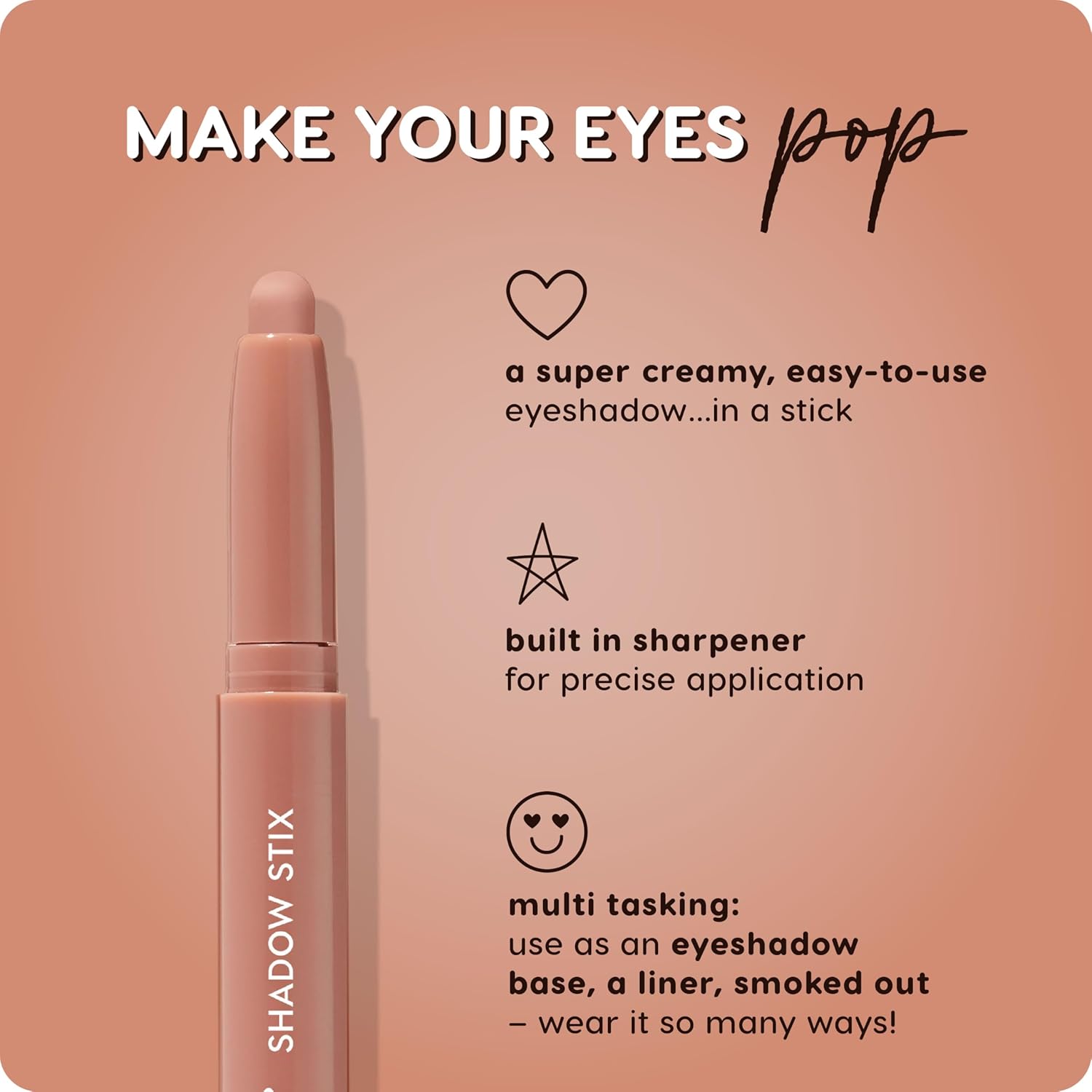 ColourPop Shadow Stix - Cream Eyeshadow Stick with Long-Lasting Color - Multi-Use Cream Makeup with a Built-In Sharpener & Precise Tip for Easy Application - Bare With Me (0.05 oz) - Image 4