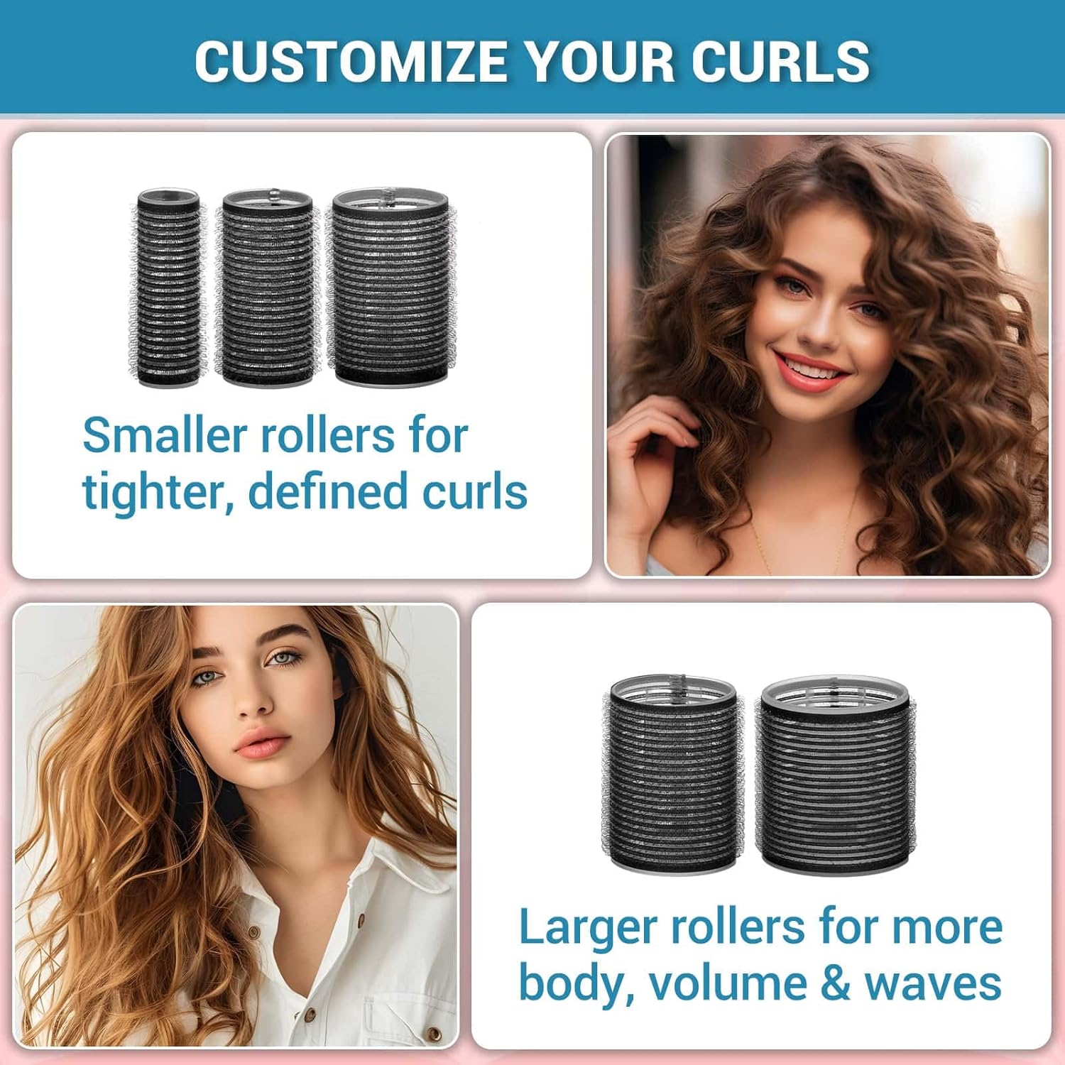 56 Pcs Hair Rollers Set for Blowout Look Long Hair, 30Pcs Rollers Hair Curlers in 5 Sizes with 24 Pcs Clips and Storage Bag for Long Medium Short Hair Volume - Image 4