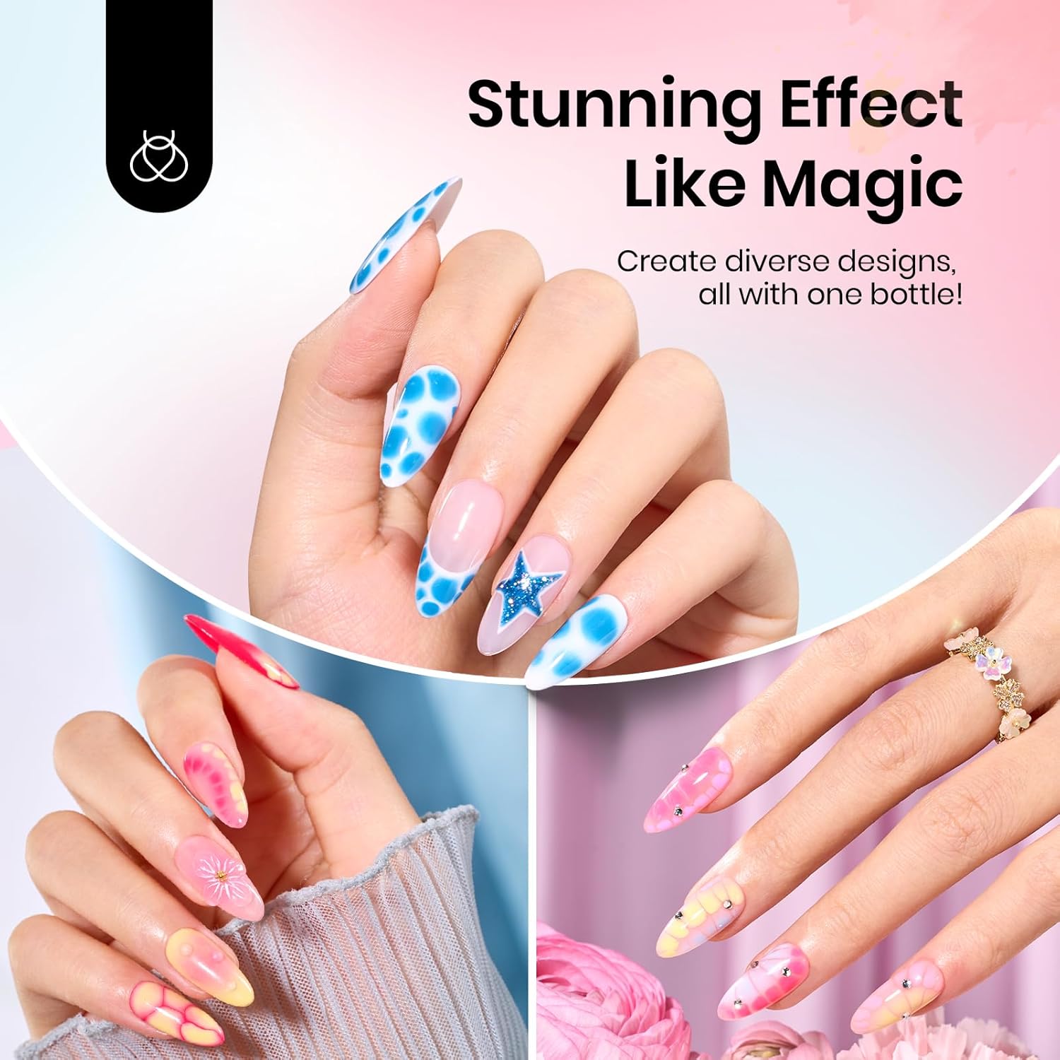 Beetles Blooming Gel, Blooming Gel Nail Polish Clear Uv Led Blossom for Spreading Effect Marble Natural Stone Watercolor Floral Print 10ml Soak off Diy Nail Art Design Manicure Gift for Women - Image 2