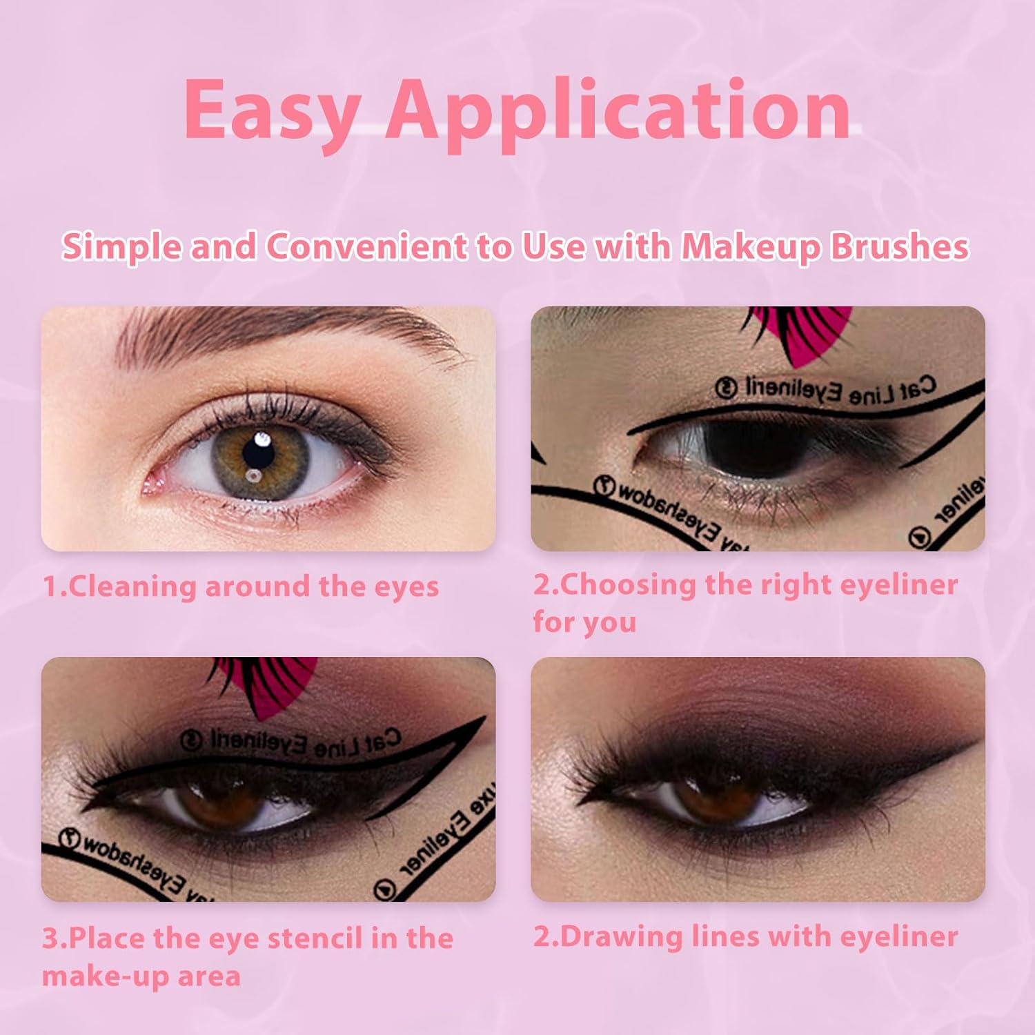 Eyeliner Stencils 4 Sheets Eyeliner Stencil Set 6 in 1 Reusable Eyeliner Stencils for Ideal Winged Tip Includes Eyeshadow Stencils and Eyeliner Tape Makeup Tool for Hooded Eyes, Clear - Image 5