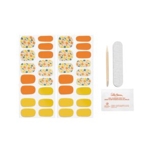 Sally Hansen Salon Effects Gel Nail Strips, Blossoms and Sunshine - Orange, No UV/LED Nail Lamps, Salon-Quality, Long Lasting, Easy to Apply & Remove - Includes 1 Prep Pad, Nail File & Wooden Stick
