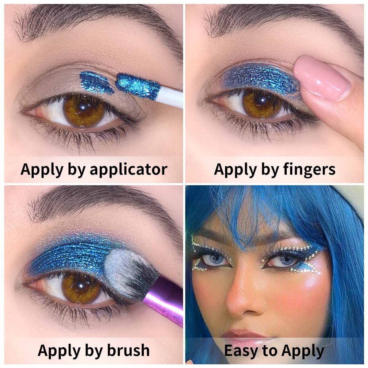 Oulac Liquid Glitter Eyeshadow - White Shimmer Eye Makeup | Non-Creasing, Lightweight, Moisturizing Formula - Easy to Remove. Vegan & Cruelty-Free (27) - Image 7
