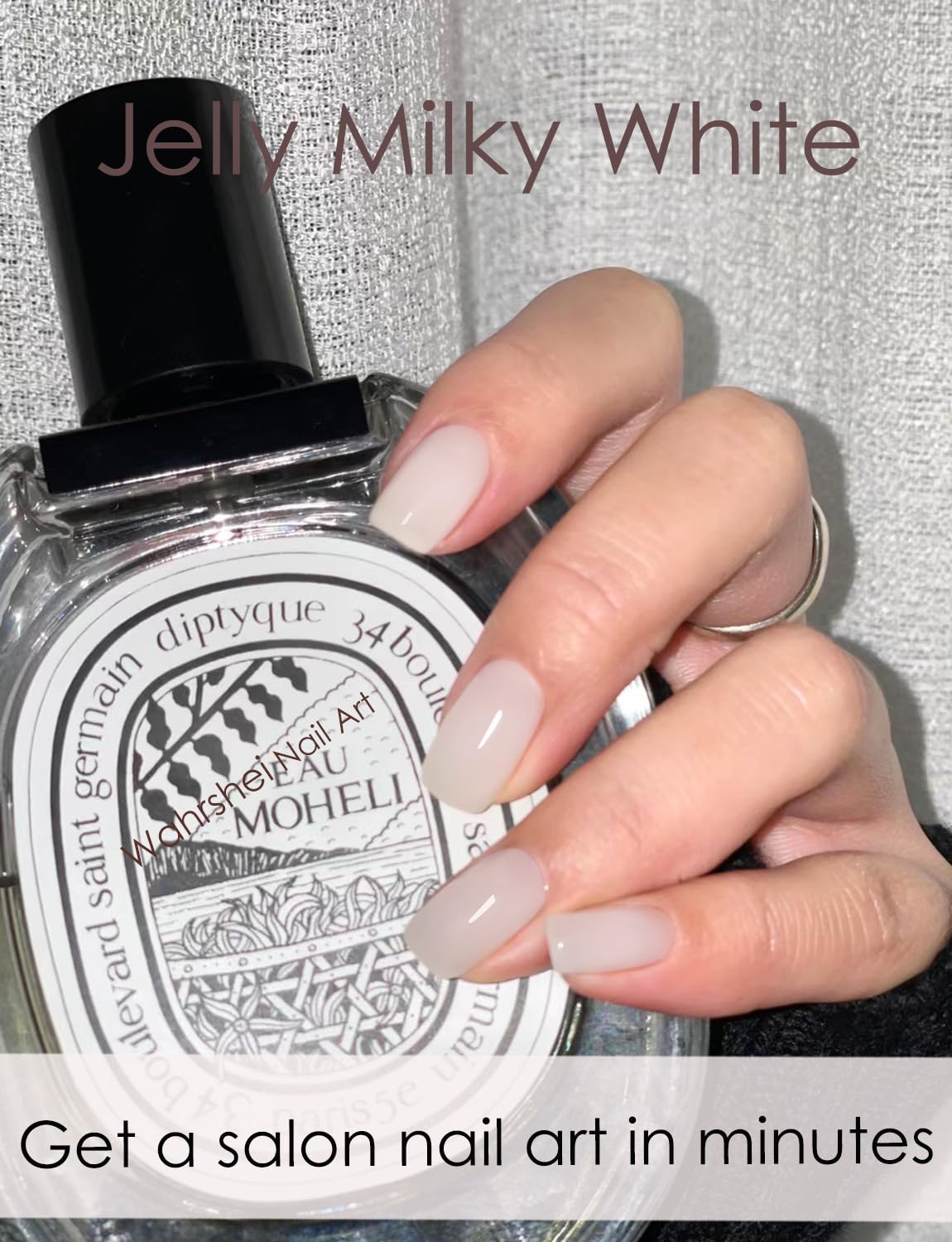 Semi Cured Gel Nail Strips, Jelly Milky White 20pcs Gel Nail Stickers Work with UV, Gel Nail Wrapsfor Home Nail Art DIY, Easy to Use and Remove - Image 4