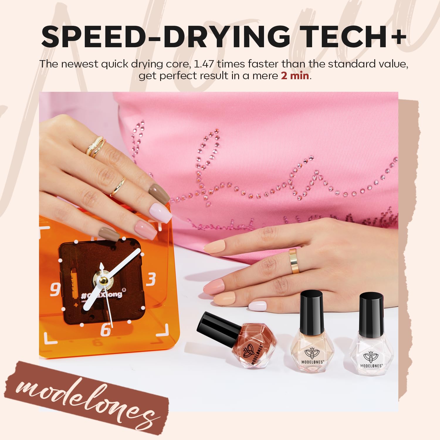 modelones Nail Polish 6 Colors Brown Nude Silver Glitter Nail Polish Set Skin Tone Spring Collection Quick Dry Mini Manicure DIY Nail Art Salon Home Gift For Women Girl - Image 5