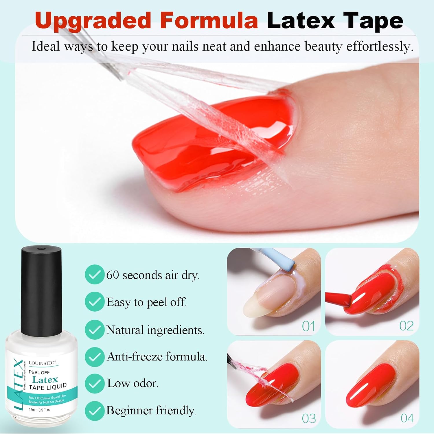 Gel Nail Polish Remover, Gel Remover Kit with Liquid Latex for Nails, No Need to Wrap or Soak, Removes Nail Polish in 2-5 Minutes, Acetone Free, Not Damage to Nails, with Manicure Tools - Image 5