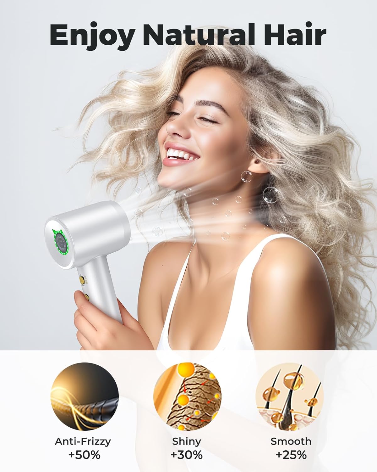 Bopcal 1500W Ionic Hair Dryer with Concentrator, Lightweight, Quiet, for All Hair Types - Image 2