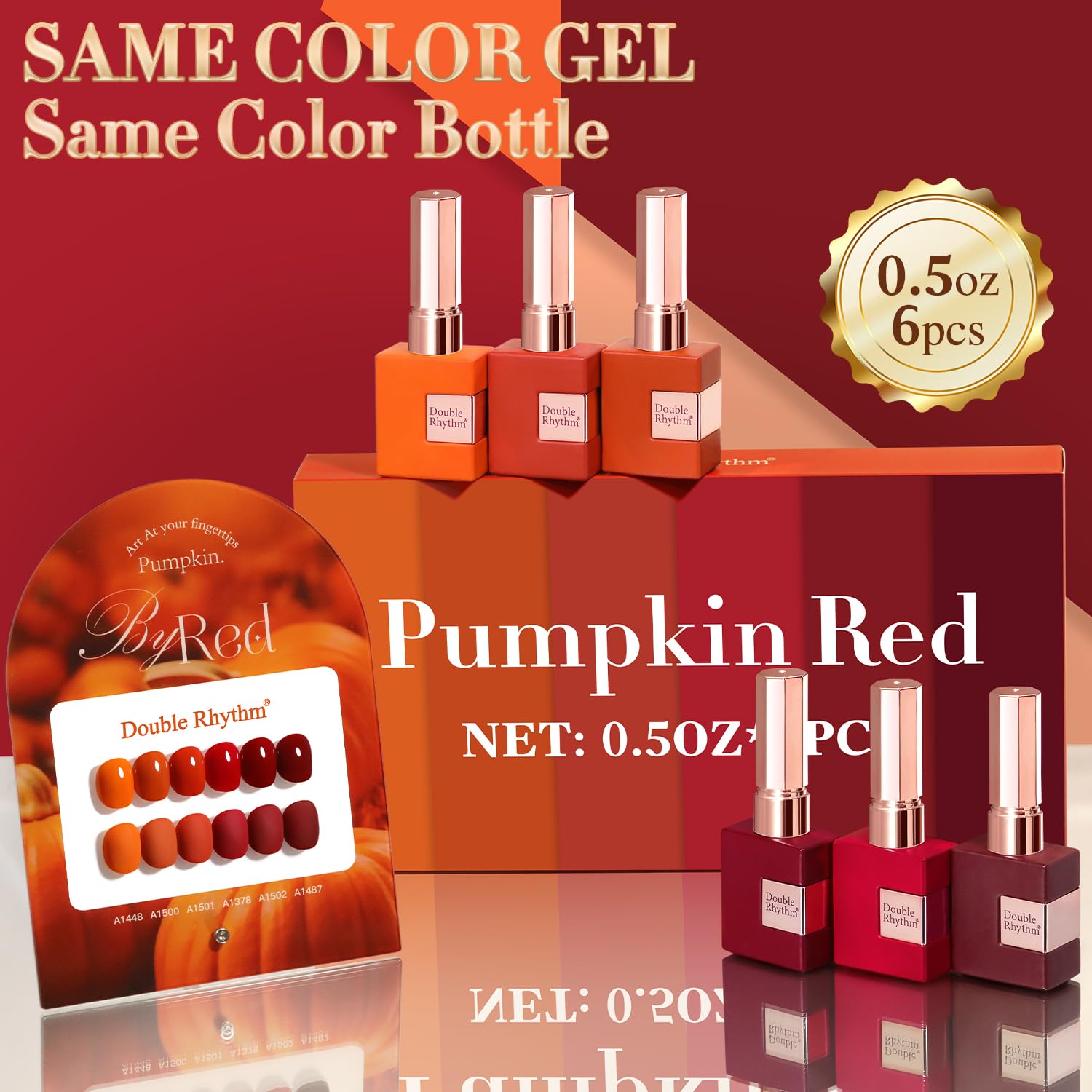 Double Rhythm 6 Pcs 15 ML Gel Polish Set Same Color Same Bottle Soak Off Gel Polish Kit Nail Art Manicure Salon DIY at Home for Women (Dark Light Brown Orange Maroon-T6-6) - Image 3
