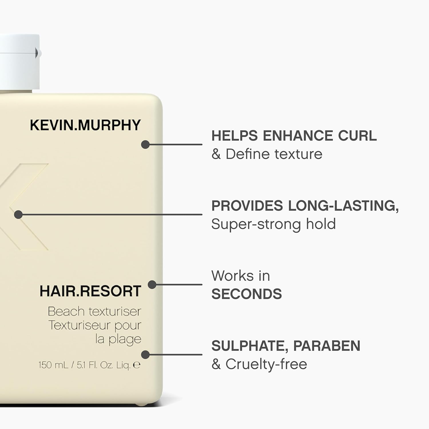 KEVIN.MURPHY HAIR.RESORT - Beach Texturizer & Curl Enhancer - For All Hair Types - Curl Defining Lotion - Curl Care with Vitamin C & E - 10 mL / 5.1 fl oz - Image 4