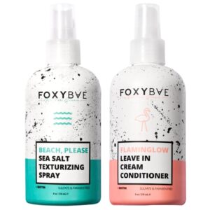 FoxyBae Sea Salt Hair Spray for Men & Women Leave In Conditioner Spray - Flaminglow Biotin Leave In Conditioner Cream for Healthy Hair Growth 8 Oz