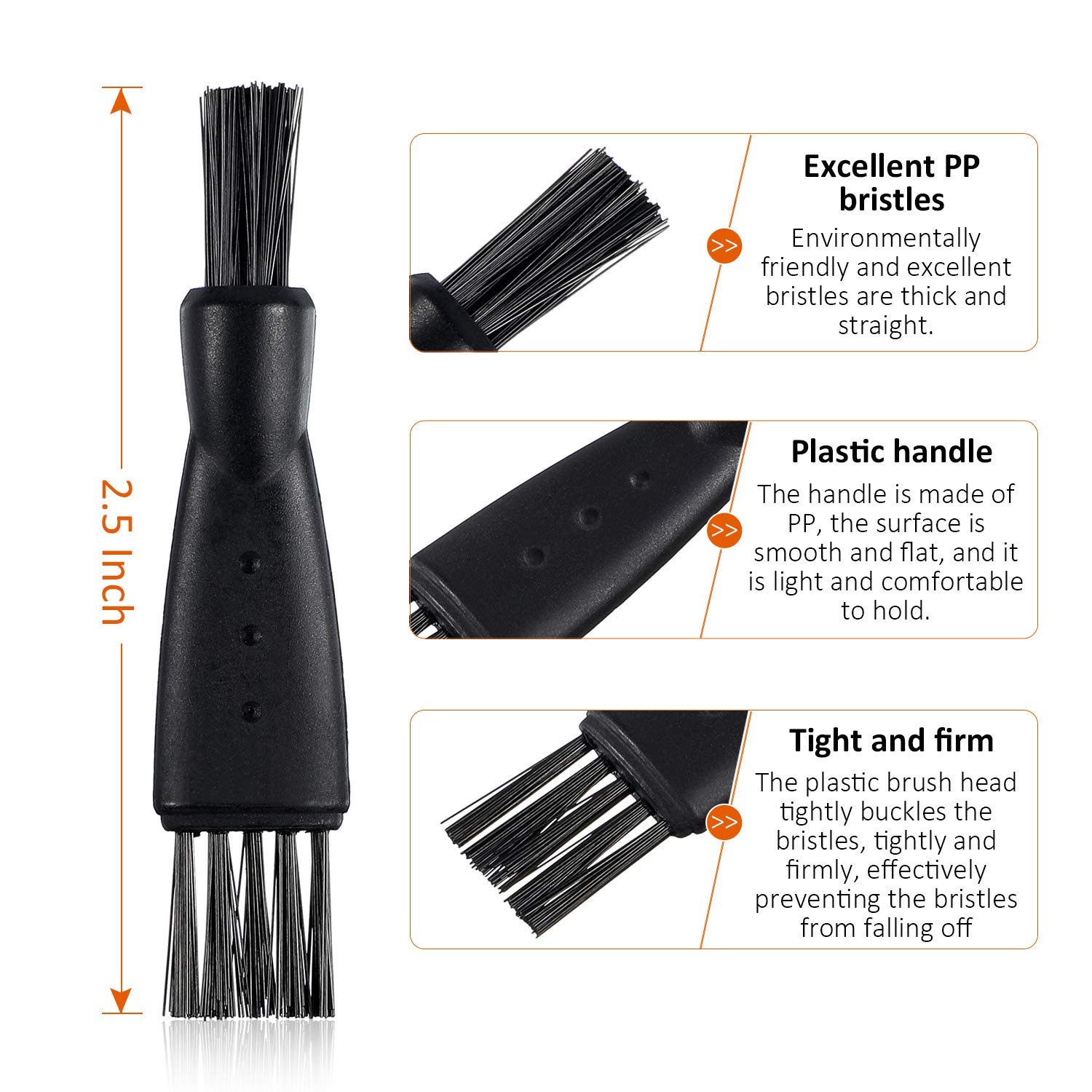 Patelai Black Double Sided Razor Trimmer Shaver Cleaning Brush Set, 8 Pieces - Image 2