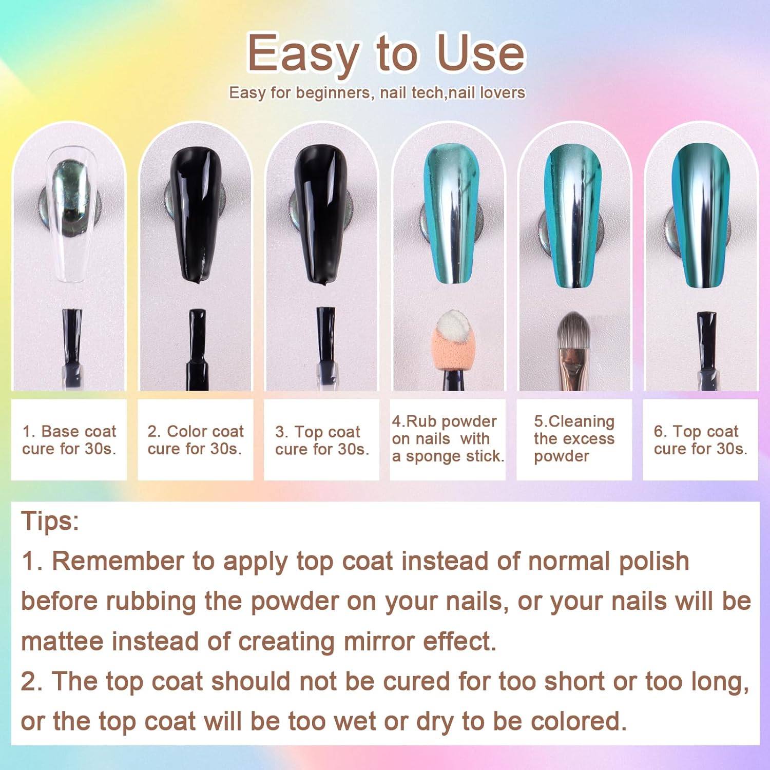 Laza Unicorn Chrome Nail Powder Glazed Donut Nails Metallic Mirror Effect Pigment Shimmer Pearl Powder Iridescent Nail Glitter Fairy Dust for Nail Art Supplies Gel Polish Manicure–Purple Green Mermaid - Image 8