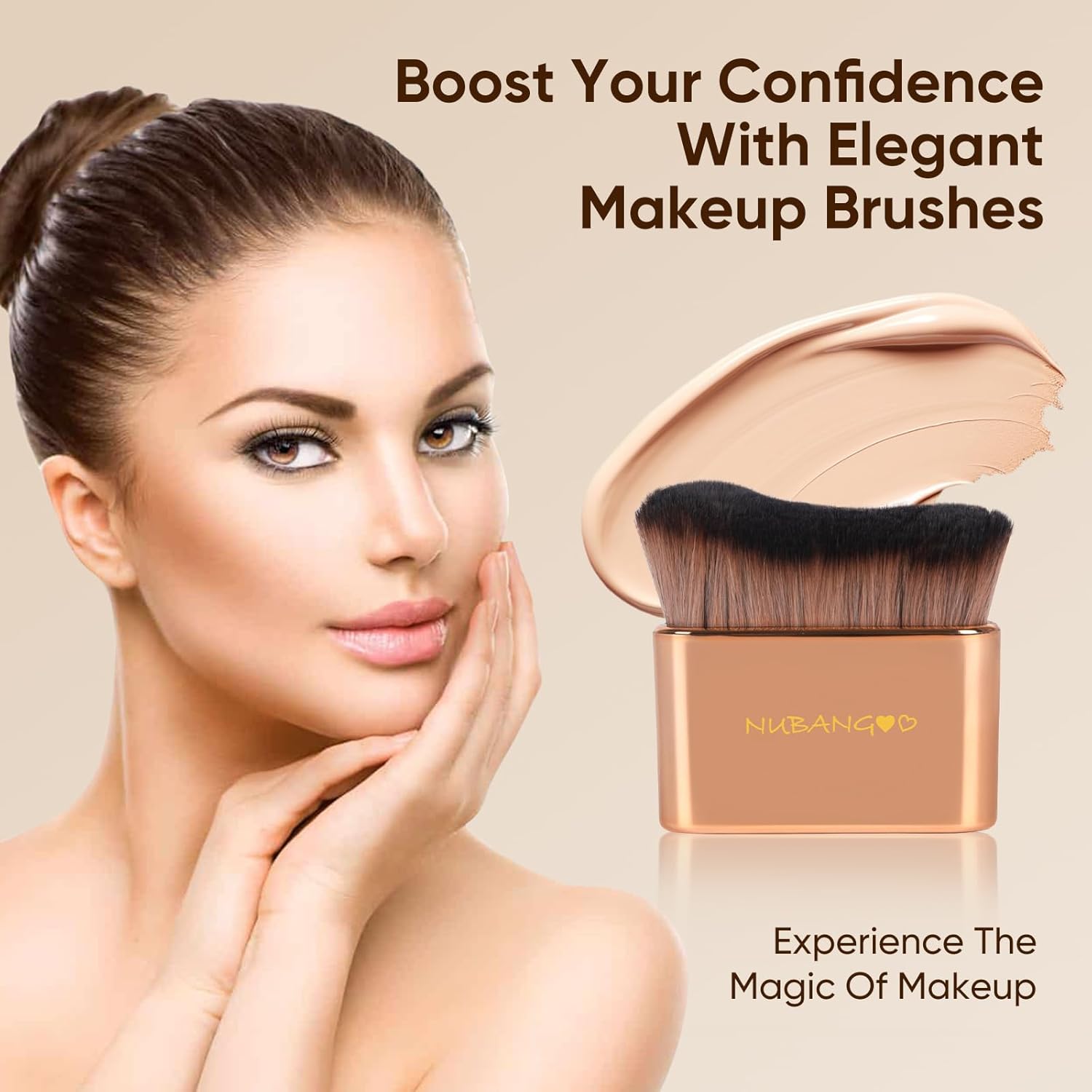 Professional Kabuki Foundation Brush,Makeup Brush, Self Tanner Brush,Self Tanning brush,Foundation Makeup Brush Cream Powder Liquid,Face Neck Body Leg Tanning Makeup (Pink Gold) - Image 4