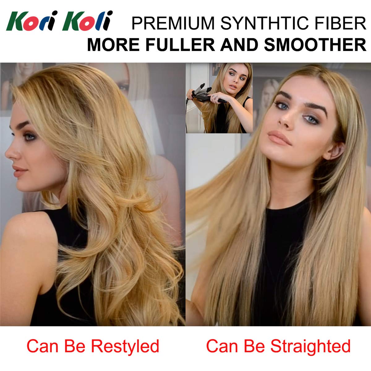 24“ Long Wavy Clip in Half Head Tied Wig Japanese Synthetic fibers Hair Extensions For Women 210g (9-7-2#) - Image 8