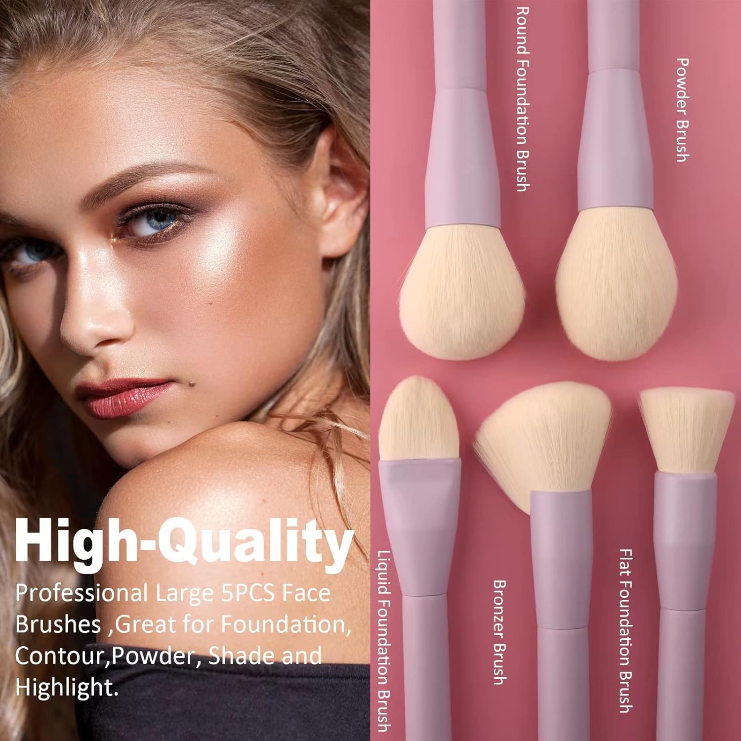Makeup Brushes, Dpolla 15Pcs Complete Synthetic Makeup Brush Set with Professional Foundation Brushes Powder Concealers Eye shadows Blush Makeup Brush for Perfect Makeup (Purple) - Image 2
