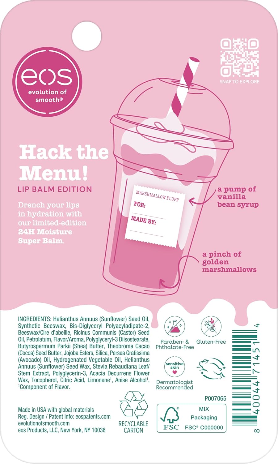 eos 24H Moisture Super Balm - Marshmallow Fluff, Lip mask, Moisturizing, Lip Treatment, Limited-Edition Skincare, 0.35 fl oz - Image 6