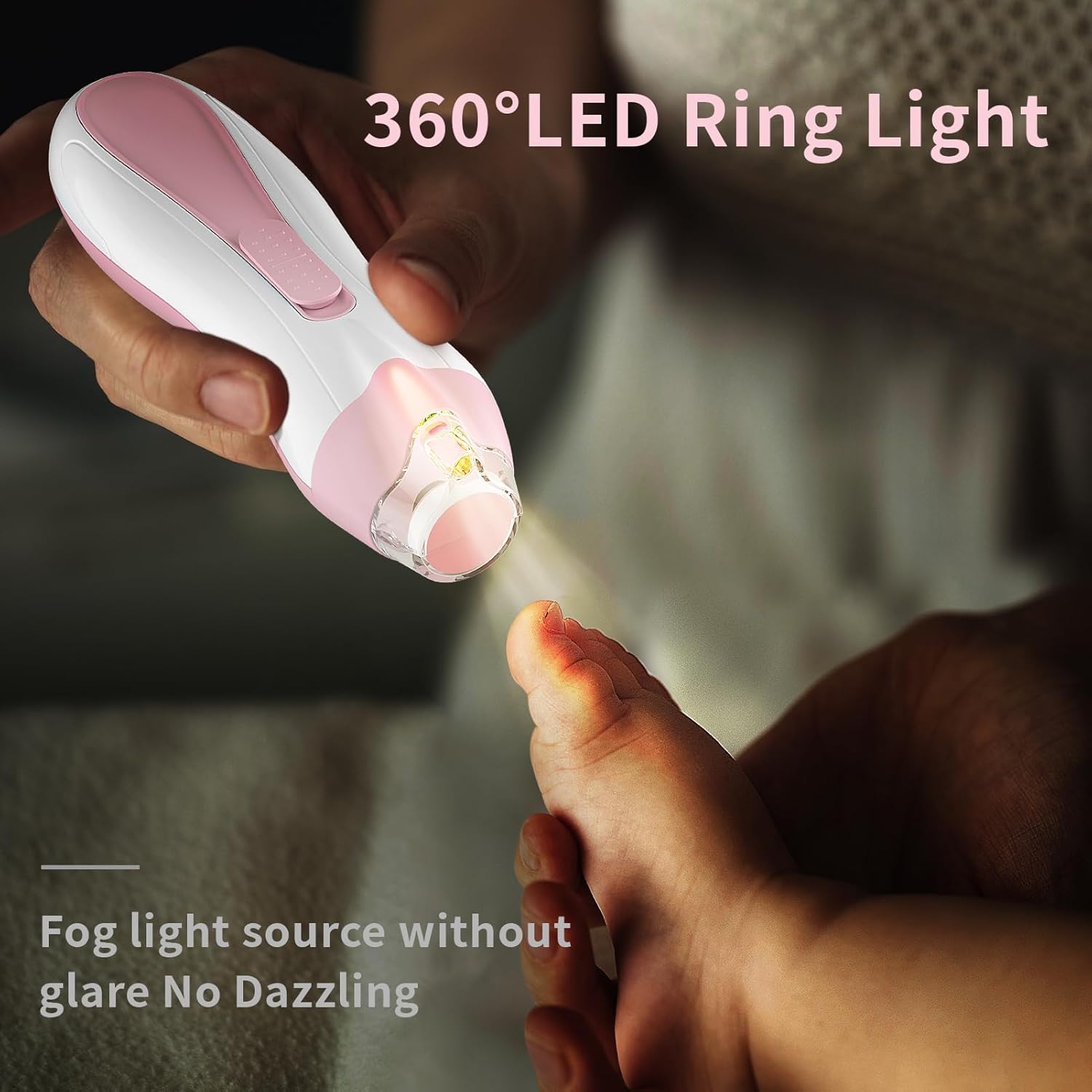 Baby Nail File Electric Baby Nail Care Set with LED Light, Baby Nail Clipper Electric for Newborn/Infants/Adults Toenails and Fingernails, 7 Grinding Head Replacement Pads, Pink - Image 6