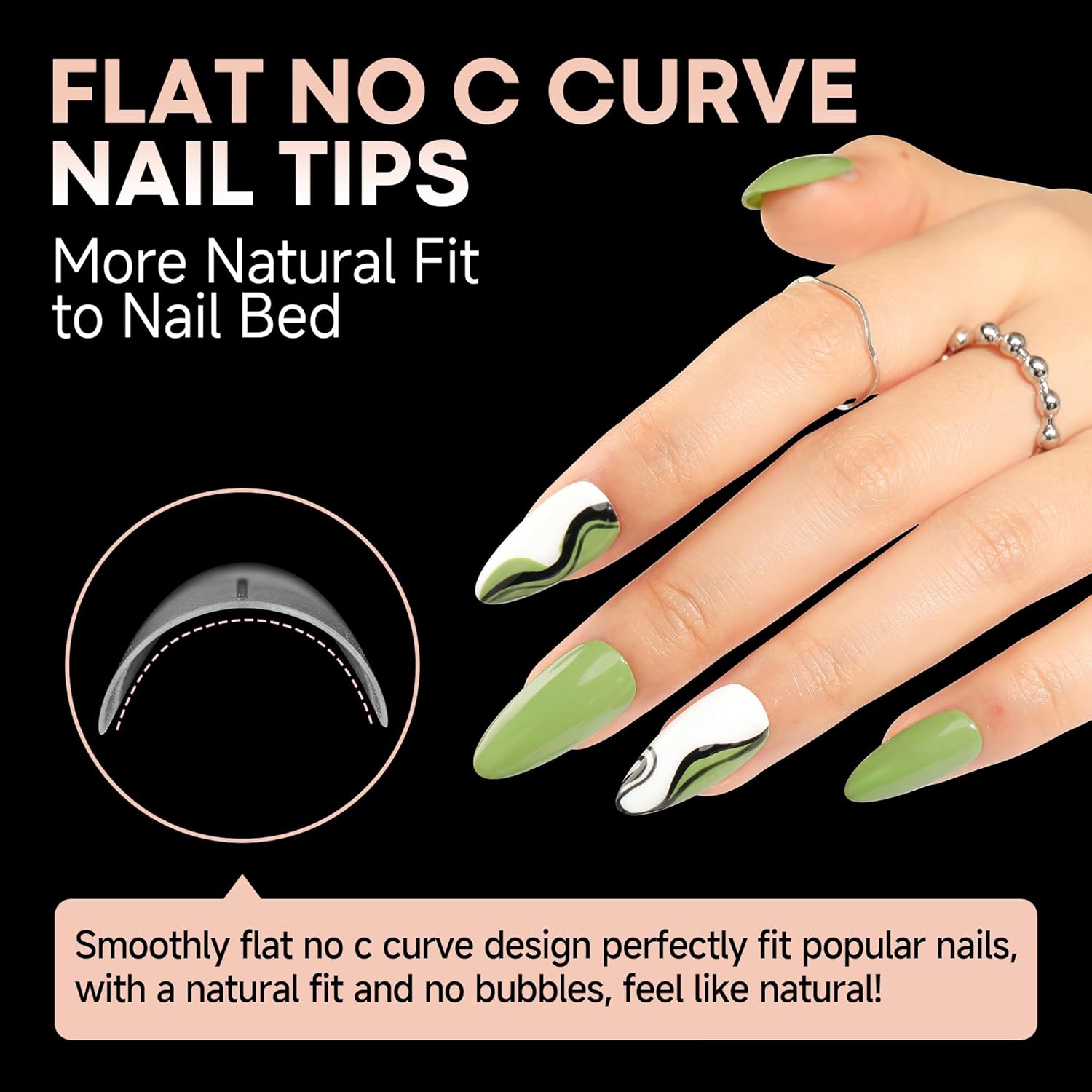 UNA GELLA Almond Gel Nail Tips Full Matte Medium Almond Gel Nail Tips Half Cover 216pcs Medium Almonds Press On Nails DIY Salon for Fake Acrylic False Nails 12 Sizes, Saving Design Gelly Tips - Image 5