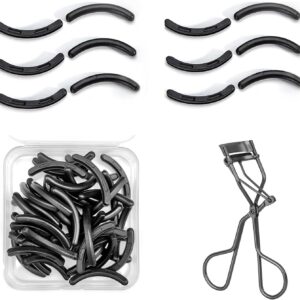 Universal Eyelash Curler Refills: 24 Pcs Silicone Eyelash Curler Pads + 1 Curler - Compatible with Shiseido Revlon Elf - for Beginners Teens Beauty Enthusiasts - Home Office School Use