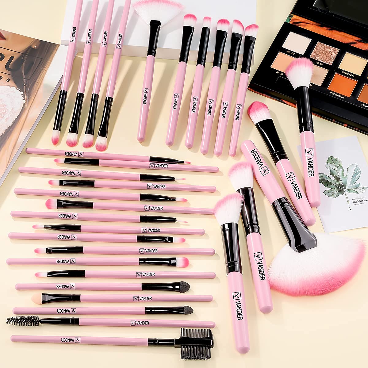 Makeup Brushes, VANDER 32pcs Professional Soft Synthetic Kabuki Cosmetic Eyebrow Shadow Makeup Brush Set Kit - Image 7