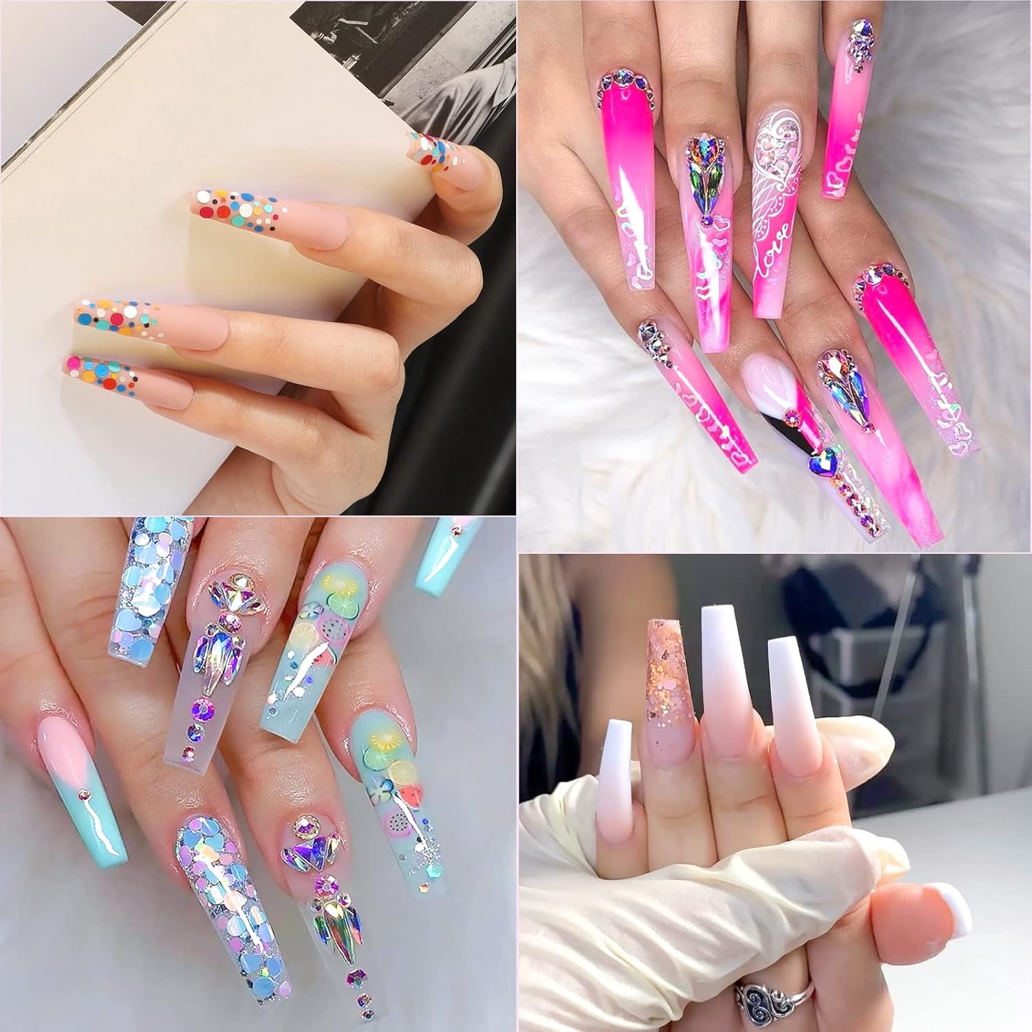 Ranrose Extra Long Nail Tips,240PCS XXXL Square Acrylic Tips Full Cover Clear Straight Tapered - Image 7