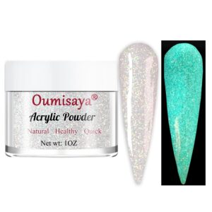 Glow in the dark White Glitter Acrylic Nail Powder Colors 1OZ (AP068)