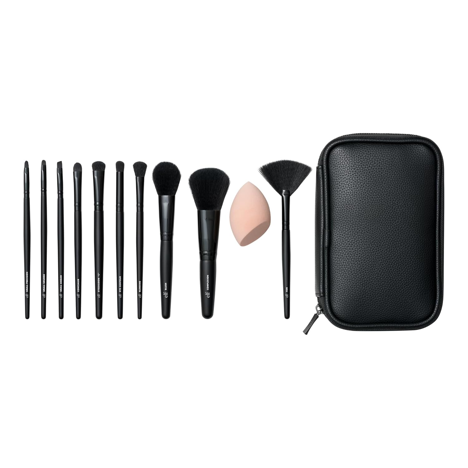 e.l.f. Full Face & Eye Makeup Brush Set with Travel Case, 11 Face & Eye Brushes For Creating A Full Face Makeup Look, Vegan & Cruelty-Free - Image 2
